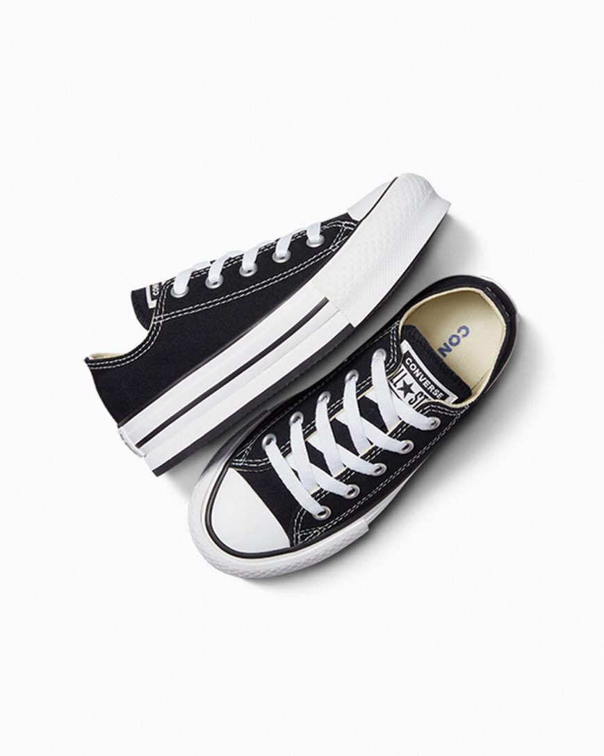 Pantofi Platforma Fete Converse Chuck Taylor All Star Lift Low Top Negrii Albi Negrii | RO WU13TR715